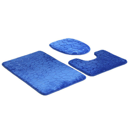 3 Piece Non-Slip Bath Mat Set Ultra Soft Foot Mat and Bath Rug Memory Foam Pebble Shower Mat Quick Dry Bathroom Mats Rugs