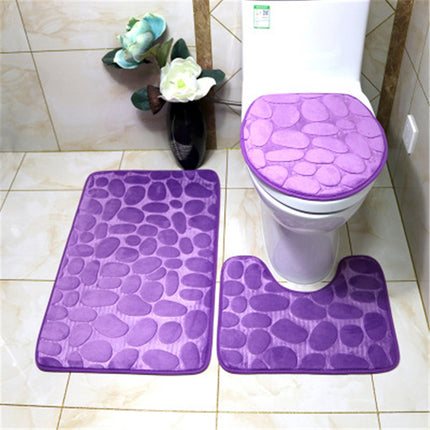 3 Piece Non-Slip Bath Mat Set Ultra Soft Foot Mat and Bath Rug Memory Foam Pebble Shower Mat Quick Dry Bathroom Mats Rugs