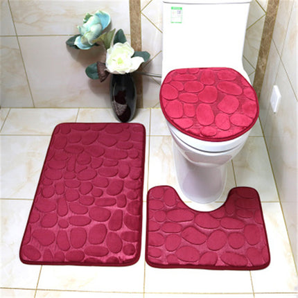 3 Piece Non-Slip Bath Mat Set Ultra Soft Foot Mat and Bath Rug Memory Foam Pebble Shower Mat Quick Dry Bathroom Mats Rugs