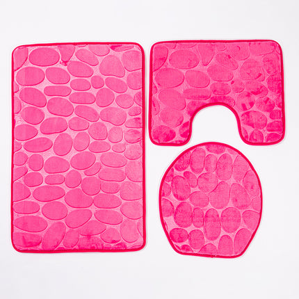 3 Piece Non-Slip Bath Mat Set Ultra Soft Foot Mat and Bath Rug Memory Foam Pebble Shower Mat Quick Dry Bathroom Mats Rugs