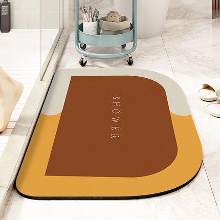Tapis antidérapant à séchage rapide, tapis de sol en terre de diatomées – Caoutchouc pour salles de bains, baignoires, douches et éviers