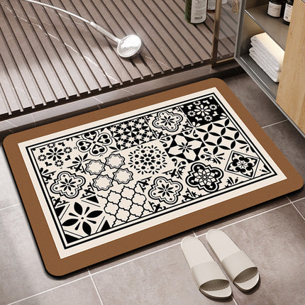 Tapis de bain super absorbants, lavables, à séchage rapide, antidérapants, doux et fins, en diatomée, imperméables, avec envers adhésif