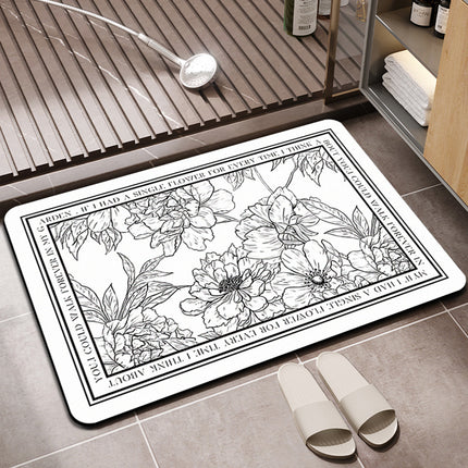 Tapis de bain super absorbants, lavables, à séchage rapide, antidérapants, doux et fins, en diatomée, imperméables, avec envers adhésif