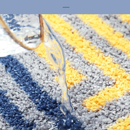 Bathroom mats washable bath rug non-slip striped bathroom absorbent mat, household oval entrance door mat