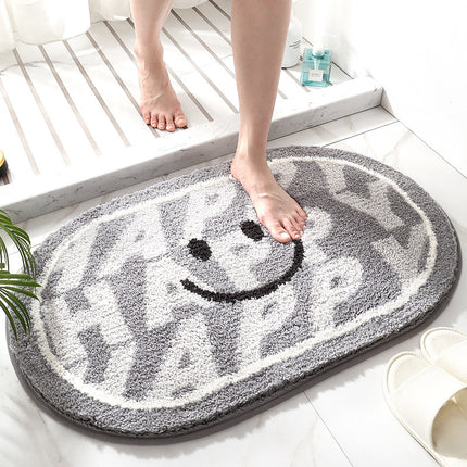 Bathroom mats washable bath rug non-slip striped bathroom absorbent mat, household oval entrance door mat