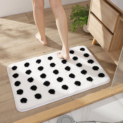 Tapis de salle de bain tapis de bain à pois, tapis de salle de bain doux antidérapant tapis de sol épais absorbant pour chambre à coucher, cuisine et décoration intérieure