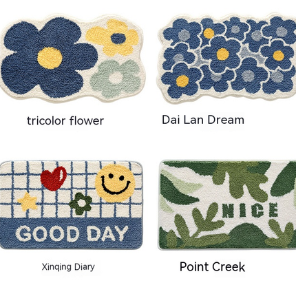 Tapis de salle de bain à fleurs antidérapant, tapis de salle de bain en microfibre douce, tapis de sol super absorbant pour salon et douche