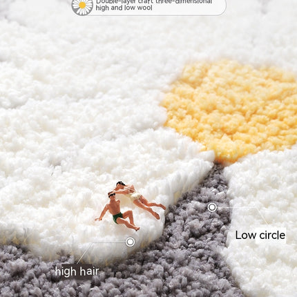 Tapis de salle de bain en forme de marguerite, doux, moelleux, absorbant, antidérapant, joli tapis à fleurs de marguerite, tapis de salle de bain, décoration d'intérieur, demi-rond
