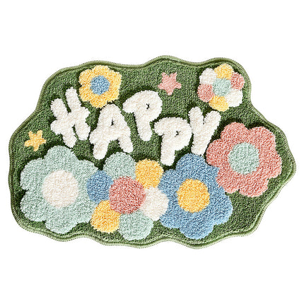 Microfiber Floral Bath Rug - Non-Slip Absorbent Bathroom Rugs - Soft Bathroom Floor Mats - Kitchen Lounge Living Room Rugs