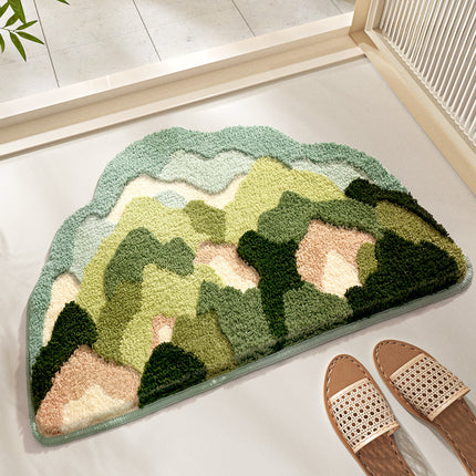 Microfiber Floral Bath Rug - Non-Slip Absorbent Bathroom Rugs - Soft Bathroom Floor Mats - Kitchen Lounge Living Room Rugs