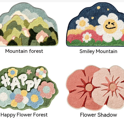 Microfiber Floral Bath Rug - Non-Slip Absorbent Bathroom Rugs - Soft Bathroom Floor Mats - Kitchen Lounge Living Room Rugs