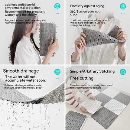 Tapis emboîtables, tapis de drainage en caoutchouc perforé, tapis de drainage de sol épissés antidérapants pour piscine, douche, salle de bain, cuisine
