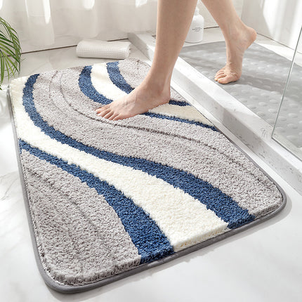 Microfiber bath mat, non-slip bathroom rugs super-absorbent bathroom mat, super soft thickened machine washable fluffy shaggy bathroom mat