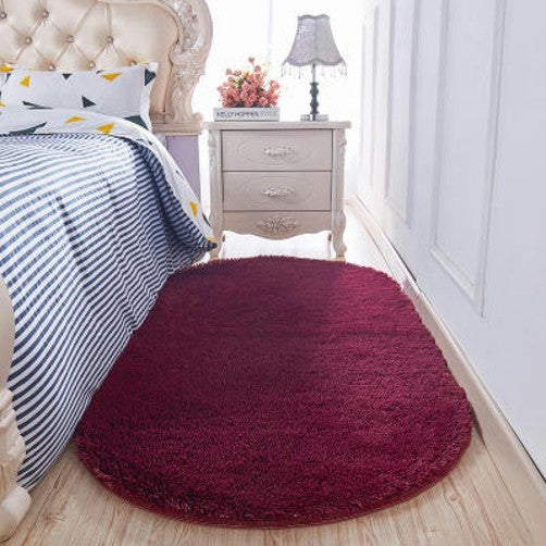 Oval Soft Fluffy Shaggy Area Rug Non-Slip Plush Faux Fur Floor Carpets for Bedroom Living Room Home Decorative