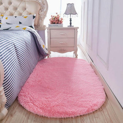 Oval Soft Fluffy Shaggy Area Rug Non-Slip Plush Faux Fur Floor Carpets for Bedroom Living Room Home Decorative
