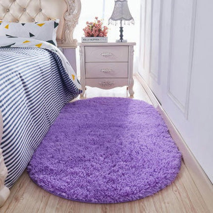 Oval Soft Fluffy Shaggy Area Rug Non-Slip Plush Faux Fur Floor Carpets for Bedroom Living Room Home Decorative