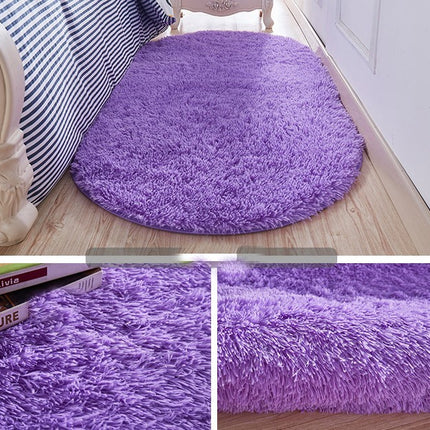 Oval Soft Fluffy Shaggy Area Rug Non-Slip Plush Faux Fur Floor Carpets for Bedroom Living Room Home Decorative