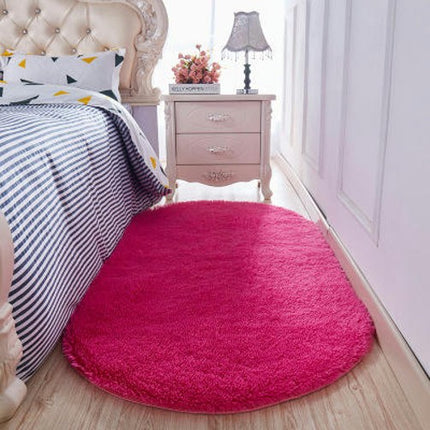 Oval Soft Fluffy Shaggy Area Rug Non-Slip Plush Faux Fur Floor Carpets for Bedroom Living Room Home Decorative
