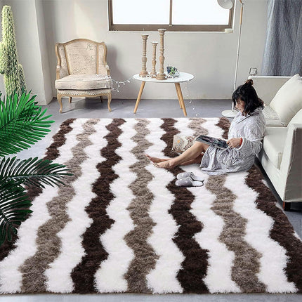 Tapis moelleux à poils longs – Grand tapis doux pour salon, chambre à coucher, antidérapant, ne perd pas ses poils, lavable, tapis à poils épais pour lit, décoration de salon
