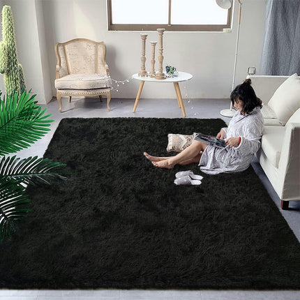 Tapis moelleux à poils longs – Grand tapis doux pour salon, chambre à coucher, antidérapant, ne perd pas ses poils, lavable, tapis à poils épais pour lit, décoration de salon