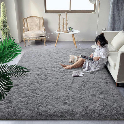 Tapis moelleux à poils longs – Grand tapis doux pour salon, chambre à coucher, antidérapant, ne perd pas ses poils, lavable, tapis à poils épais pour lit, décoration de salon