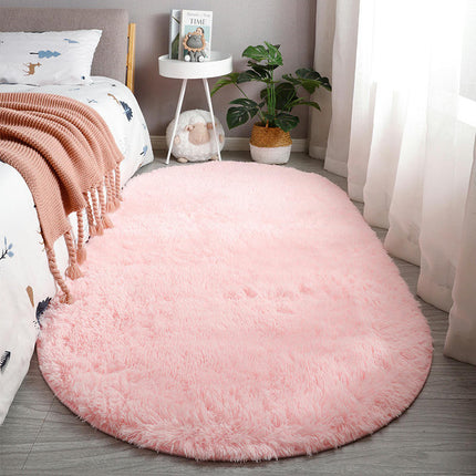 Tapis ovale Shaggy pour chambre à coucher, tapis moelleux pour filles et garçons, pour chambre d'enfants, tapis de sol pour chambre d'enfant, décoration de la maison