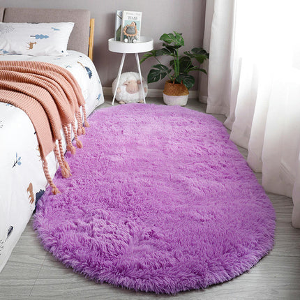 Tapis ovale Shaggy pour chambre à coucher, tapis moelleux pour filles et garçons, pour chambre d'enfants, tapis de sol pour chambre d'enfant, décoration de la maison