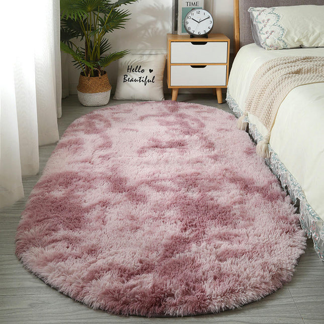 Oval Shaggy Bedroom Rug  Fluffy Area Rugs for Girls Boys Kids Room Nursery Floor Carpet Home Decoration