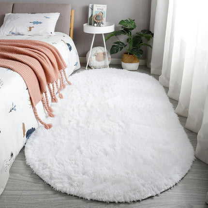 Tapis ovale Shaggy pour chambre à coucher, tapis moelleux pour filles et garçons, pour chambre d'enfants, tapis de sol pour chambre d'enfant, décoration de la maison