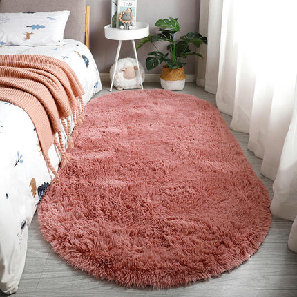 Tapis ovale Shaggy pour chambre à coucher, tapis moelleux pour filles et garçons, pour chambre d'enfants, tapis de sol pour chambre d'enfant, décoration de la maison