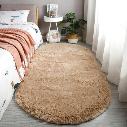 Tapis ovale Shaggy pour chambre à coucher, tapis moelleux pour filles et garçons, pour chambre d'enfants, tapis de sol pour chambre d'enfant, décoration de la maison