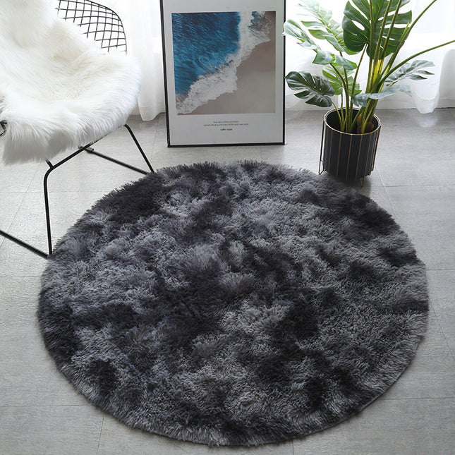 Soft Round Fluffy Girls Boys Bedroom Rugs, Fluffy Tie Dye Round Area Rugs for Nursery Kids Room Cute Bedside Home Decor Rugs