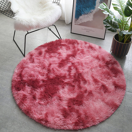 Soft Round Fluffy Girls Boys Bedroom Rugs, Fluffy Tie Dye Round Area Rugs for Nursery Kids Room Cute Bedside Home Decor Rugs