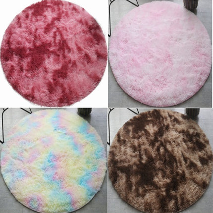 Soft Round Fluffy Girls Boys Bedroom Rugs, Fluffy Tie Dye Round Area Rugs for Nursery Kids Room Cute Bedside Home Decor Rugs