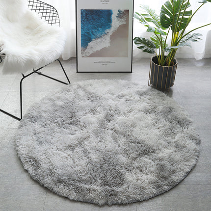 Soft Round Fluffy Girls Boys Bedroom Rugs, Fluffy Tie Dye Round Area Rugs for Nursery Kids Room Cute Bedside Home Decor Rugs