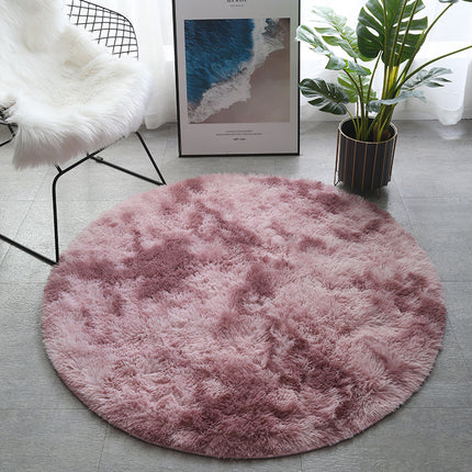 Soft Round Fluffy Girls Boys Bedroom Rugs, Fluffy Tie Dye Round Area Rugs for Nursery Kids Room Cute Bedside Home Decor Rugs