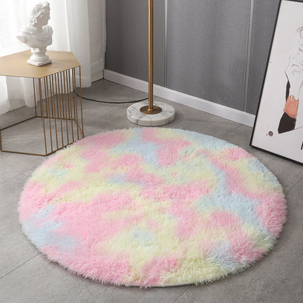 Runde, flauschige Teppiche für Wohnzimmer, Schlafzimmer, luxuriöser runder Teppich, zotteliger Flor, weiche, gefärbte runde Teppiche, Heimdekor-Teppiche