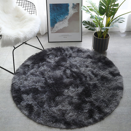 Runde, flauschige Teppiche für Wohnzimmer, Schlafzimmer, luxuriöser runder Teppich, zotteliger Flor, weiche, gefärbte runde Teppiche, Heimdekor-Teppiche