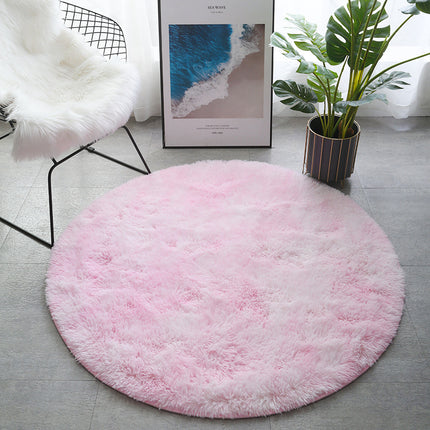 Runde, flauschige Teppiche für Wohnzimmer, Schlafzimmer, luxuriöser runder Teppich, zotteliger Flor, weiche, gefärbte runde Teppiche, Heimdekor-Teppiche