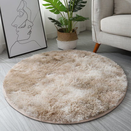 Tapis ronds doux, tapis teints en peluche, jolis tapis ronds shaggy teints en nœuds pour la décoration de la chambre d'enfant et le chevet du canapé de la chambre à coucher du salon