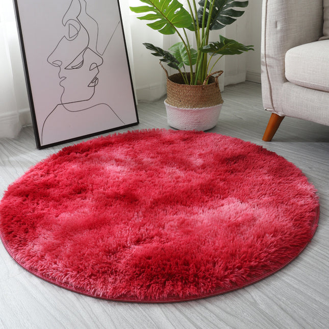 Soft round rugs, plush tie-dyed rugs, cute shaggy tie-dyed round rugs for children's room decor and living room bedroom sofa bedside