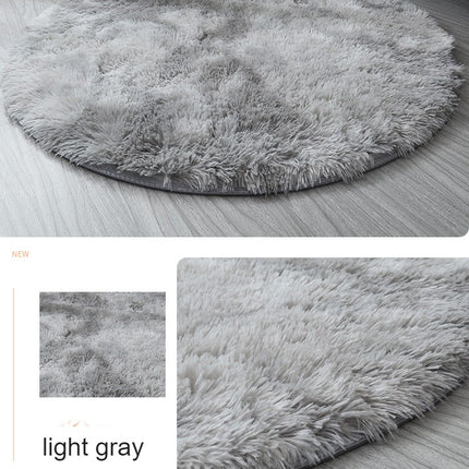 Tapis ronds doux, tapis teints en peluche, jolis tapis ronds shaggy teints en nœuds pour la décoration de la chambre d'enfant et le chevet du canapé de la chambre à coucher du salon