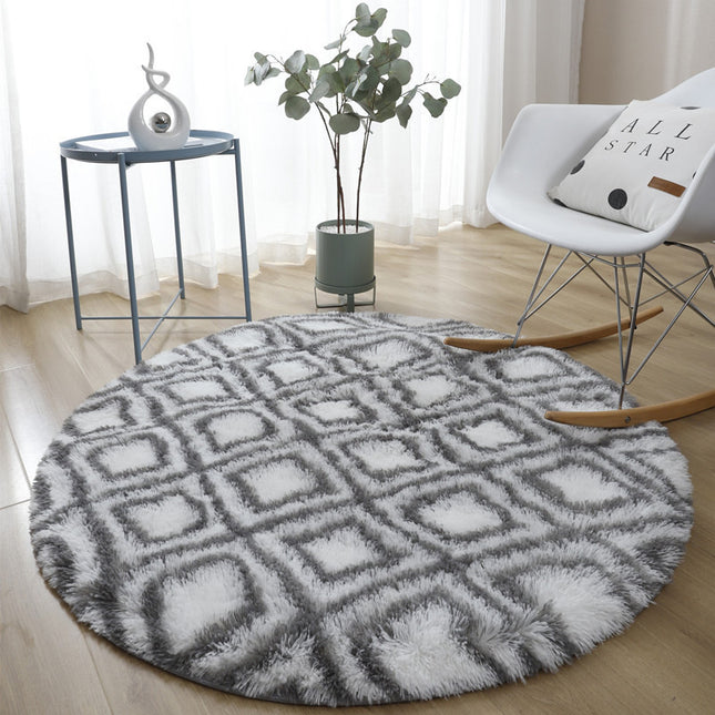 Round Striped Carpet Fluffy Bedroom Carpet Shaggy Bedroom Bedside Home Rugs Soft Modern Shaggy Rugs for Home Decoration