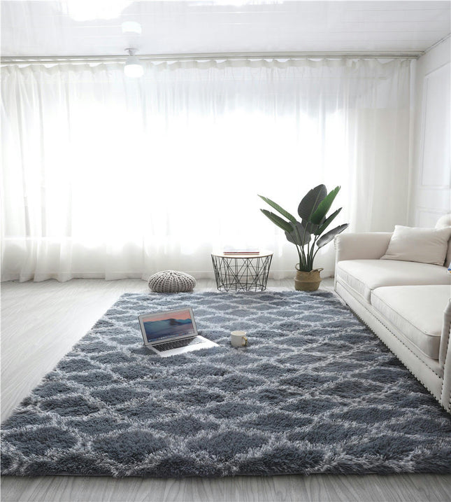 Flauschiger zotteliger Teppich für das Wohnzimmer, zotteliger, weicher, übergroßer Teppich, Schlafzimmer-Innenbodenteppich, modernes geometrisches Blumenmuster