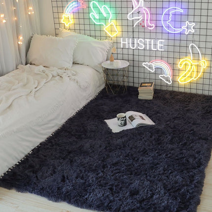 Tapis d'intérieur à poils longs doux, tapis antidérapant en peluche pour chambre d'enfant, tapis à poils longs pour décoration de salon