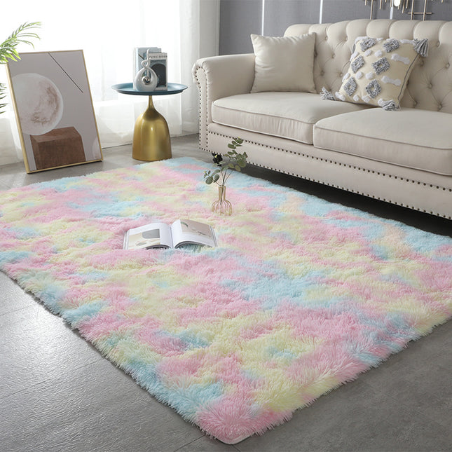 Plush Area Rug Soft Fluffy Area Rug  PTie Dye Non-Slip Washable Floor Rug Pad for Living Room Bedside Hallway