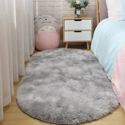 Ovale Plüschteppiche, superweiche, zottelige Teppiche, Batik-Zottelteppiche, Schlafzimmer, Wohnzimmer, Schlafsaal, Kinderzimmer, dekorative, zottelige Batik-Fußmatten