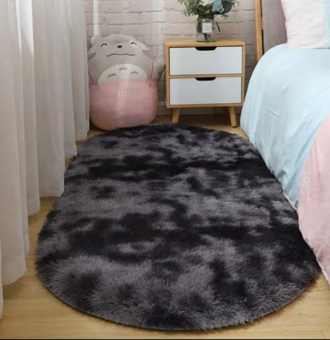 Plush Oval Rugs-Super Soft Shaggy Rugs-Tie-Dye Shaggy Rugs-Bedroom Living Room Dormitory Kids Room Decorative Shaggy Pile Tie-Dye Floor Mats