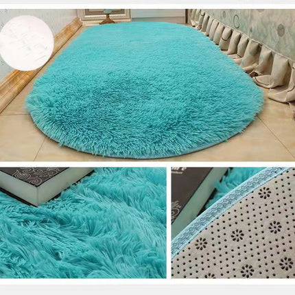 Tapis ovales en peluche-Tapis shaggy super doux-Tie-Dye Tapis shaggy-Chambre Salon Dortoir Chambre d’enfants Tapis de sol décoratifs à poils longs