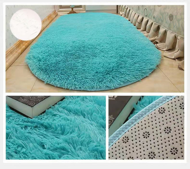 Plush Oval Rugs-Super Soft Shaggy Rugs-Tie-Dye Shaggy Rugs-Bedroom Living Room Dormitory Kids Room Decorative Shaggy Pile Floor Mats